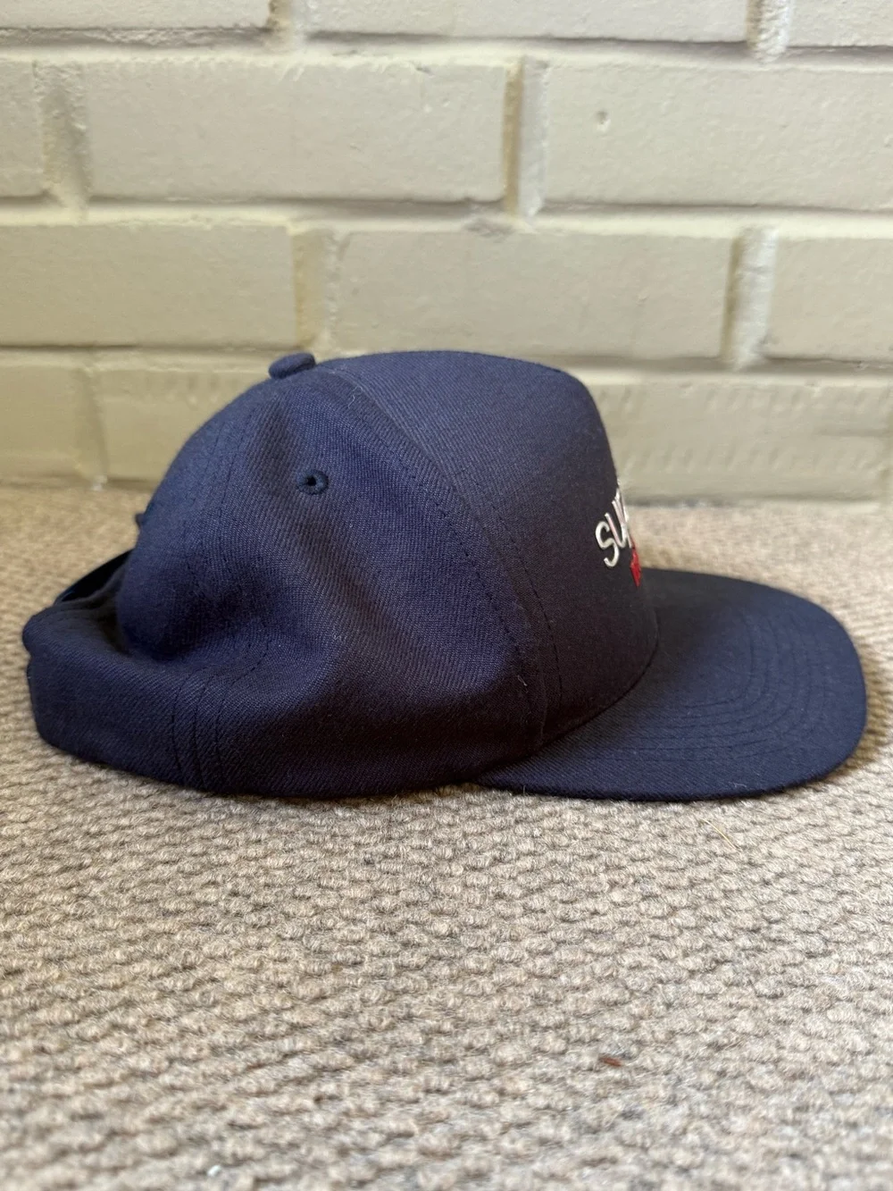 SUPREME Chrome Classic Logo Adjustable Snapback Hat FW16 Navy Blue Made In USA